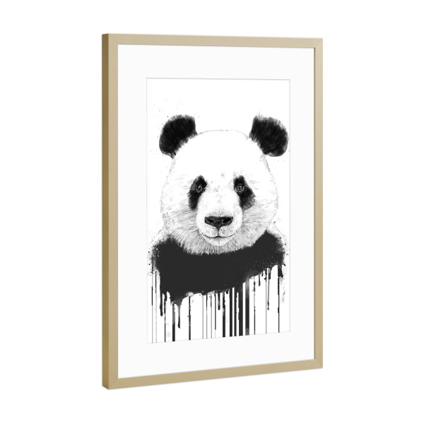 Poster mit Rahmen Gold "Graffiti panda" artboxONE - Tiere