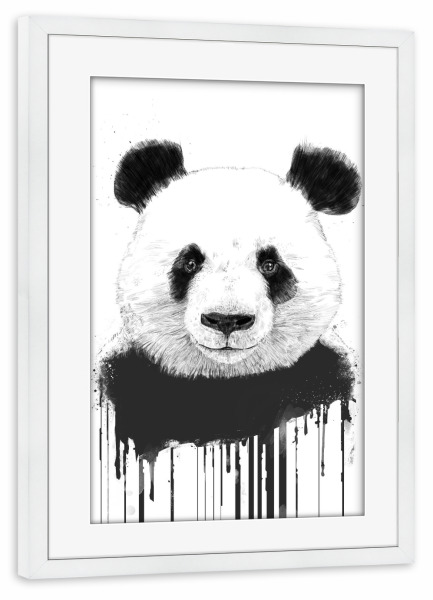Poster mit Rahmen weiß "Graffiti panda" artboxONE - Tiere