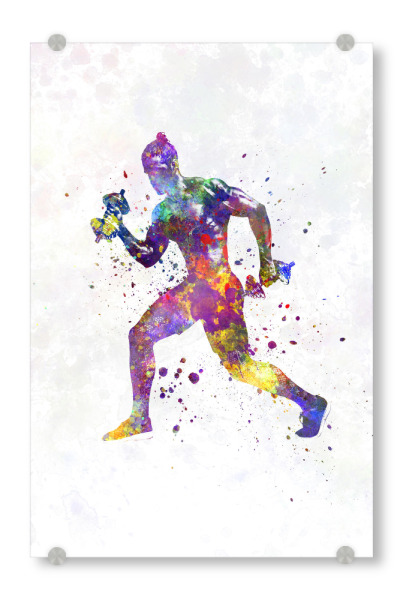Acrylglasbild "Practicing fitness in watercolor" artboxONE - Abstrakt,Sport