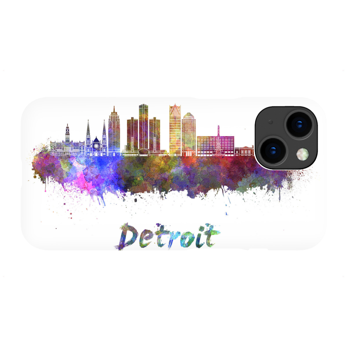 iPhone "DETROIT skyline in watercolor-b" Premium-Case Handyhülle artboxONE