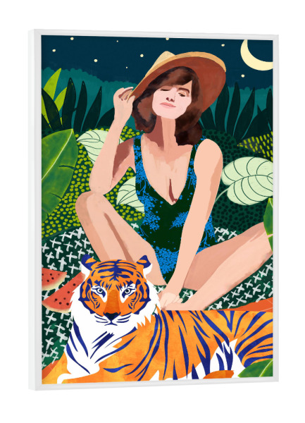 Poster mit weißem Rahmen "Living In The Jungle" artboxONE - Tiere,Menschen