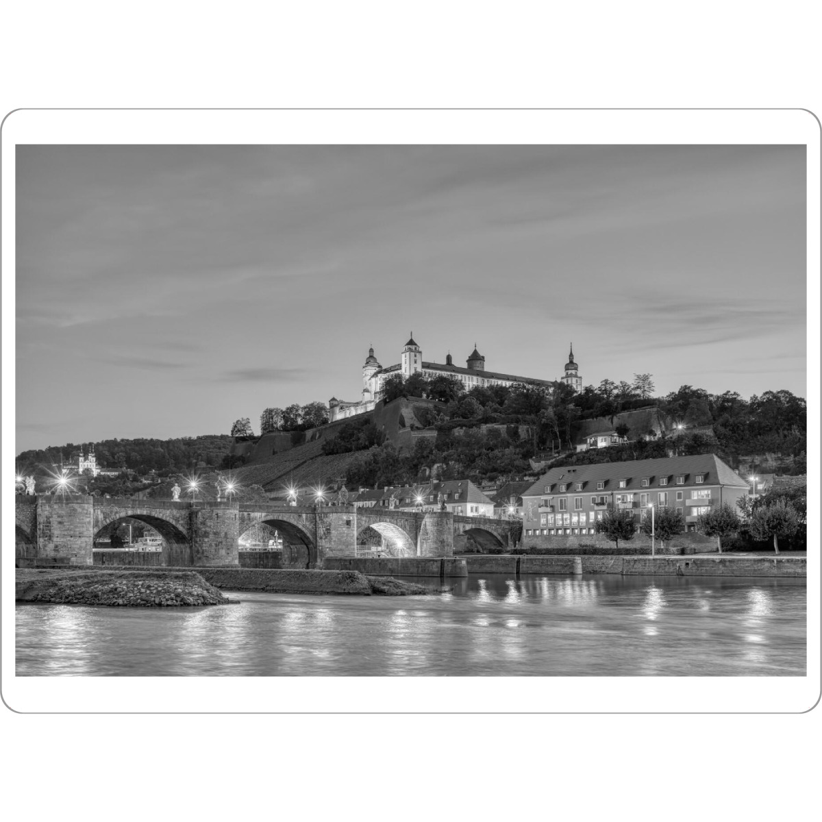 Tischset "Würzburg am Abend schwarz-weiß" artboxONE - Städte,Reise,Städte / Weitere