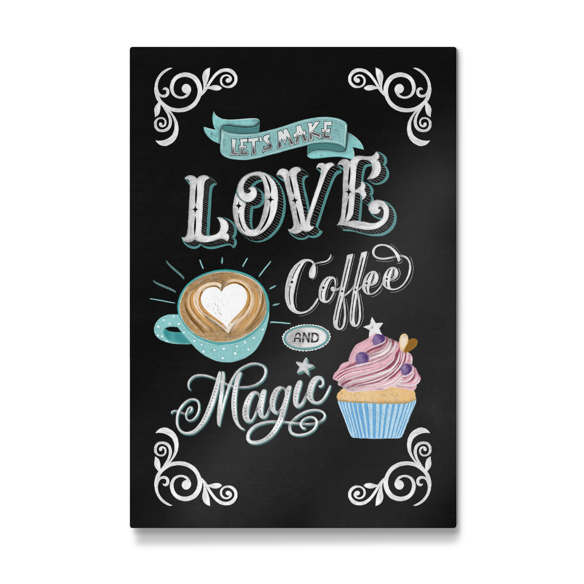 Galerie-Print "Coffee, Love, Magic. Kreidetafel" 75x50 cm artboxONE