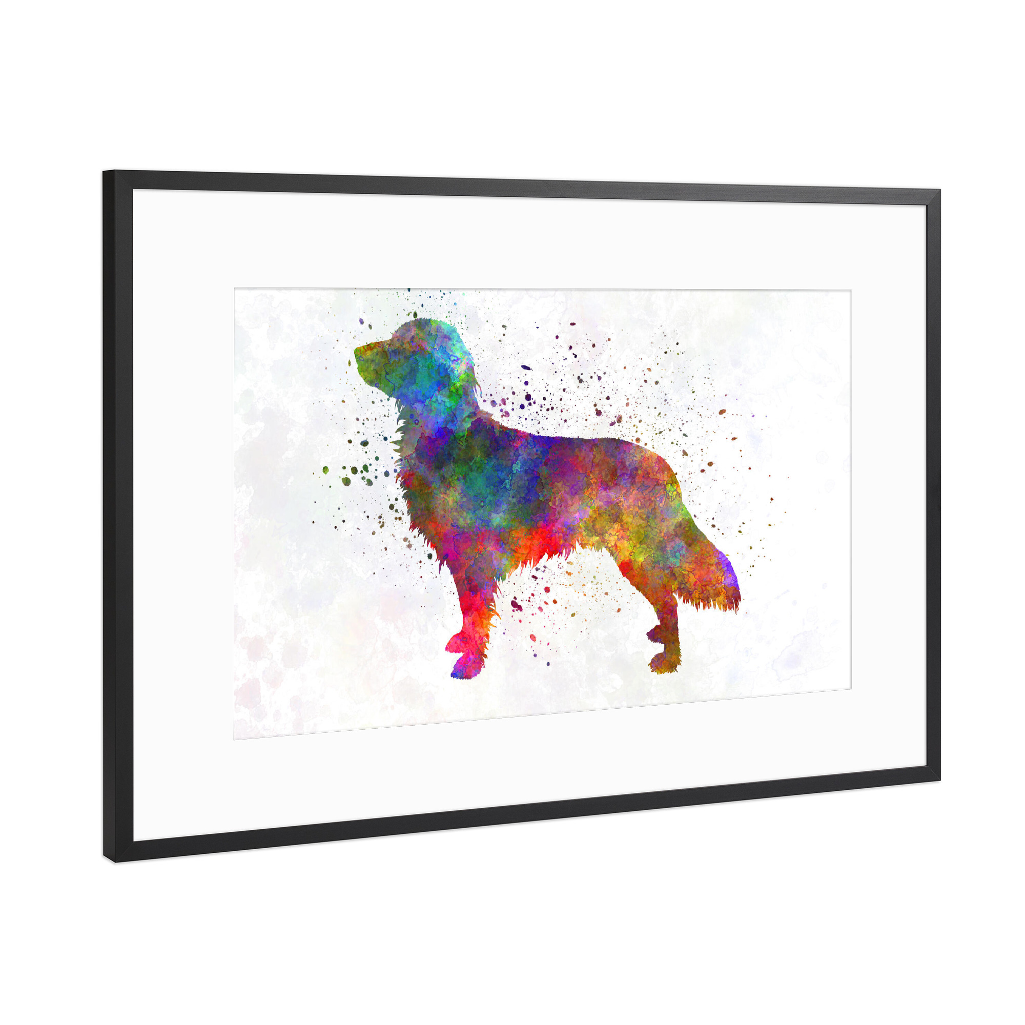 Poster mit Rahmen Schwarz (Metallic) "Small Munsterlander in watercolor" artboxONE - Tiere,Abstrakt