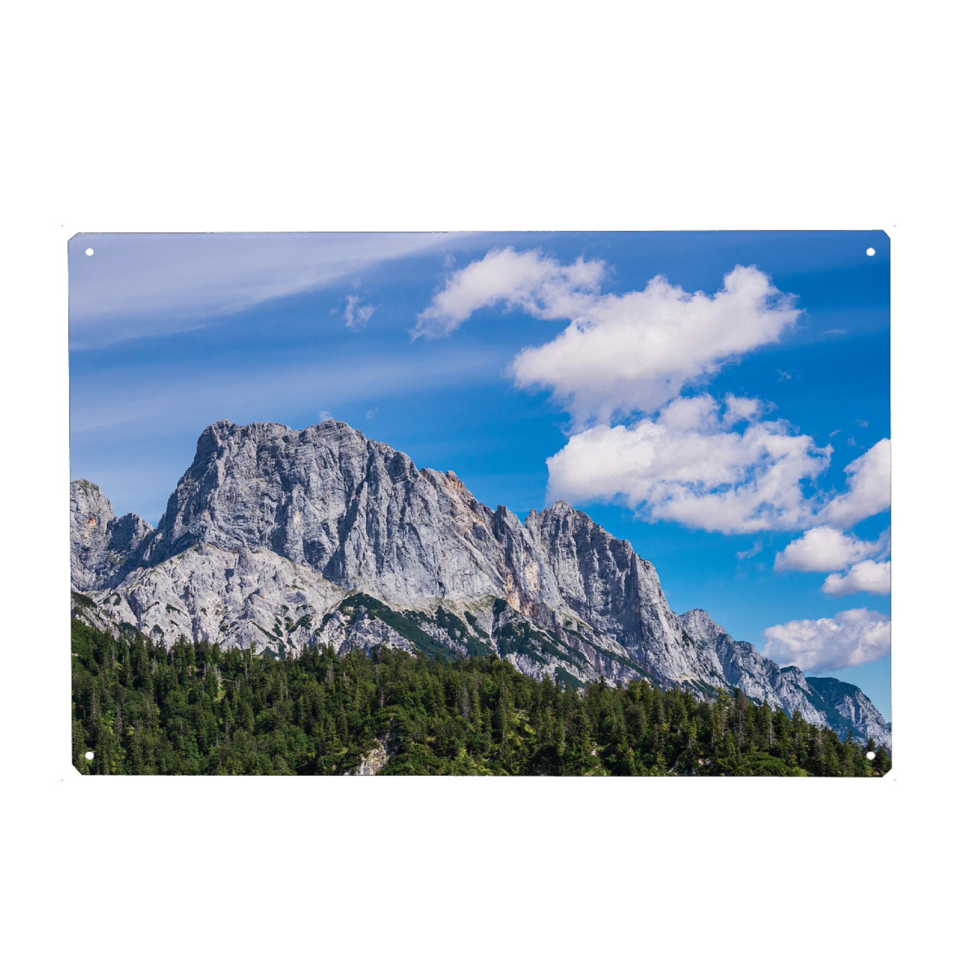 Metall Poster "Wolken, Berg und Wald" artboxONE - Natur,Reise