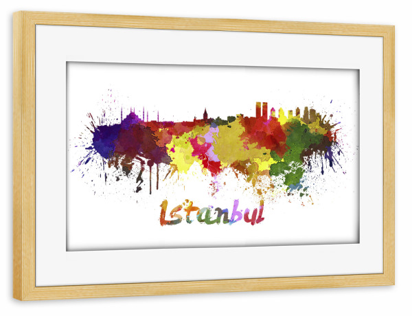 Poster mit Rahmen kiefer "ISTANBUL skyline in watercolor" artboxONE - Städte,Abstrakt,Architektur