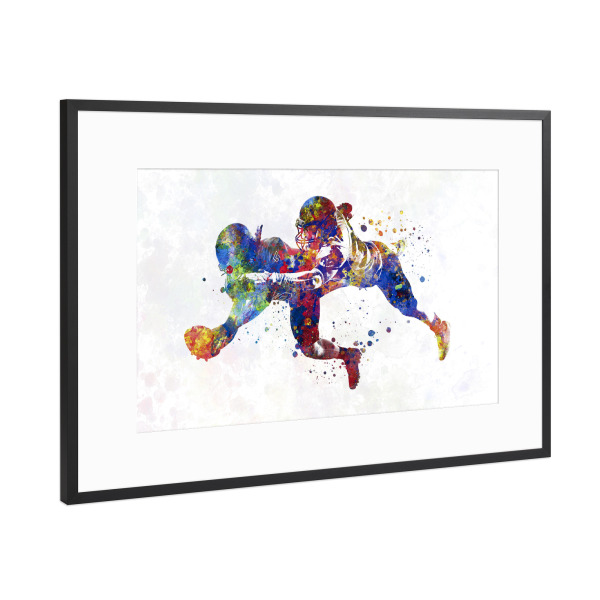 Poster mit Rahmen Schwarz (Metallic) "Multicolor american football-a" artboxONE - Abstrakt,Sport,Sport / Fußball