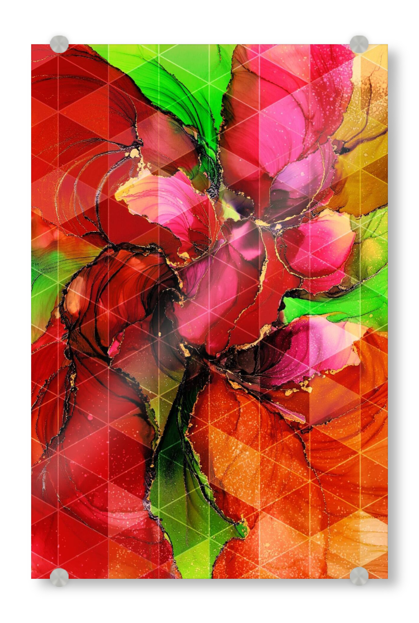 Acrylglasbild "My memories" artboxONE - Floral,Abstrakt,Geometrie - Alcoholink,Alcoholink art,Gold,Passion,Love,Abstract,Abstrakt,Bunt,Colorful