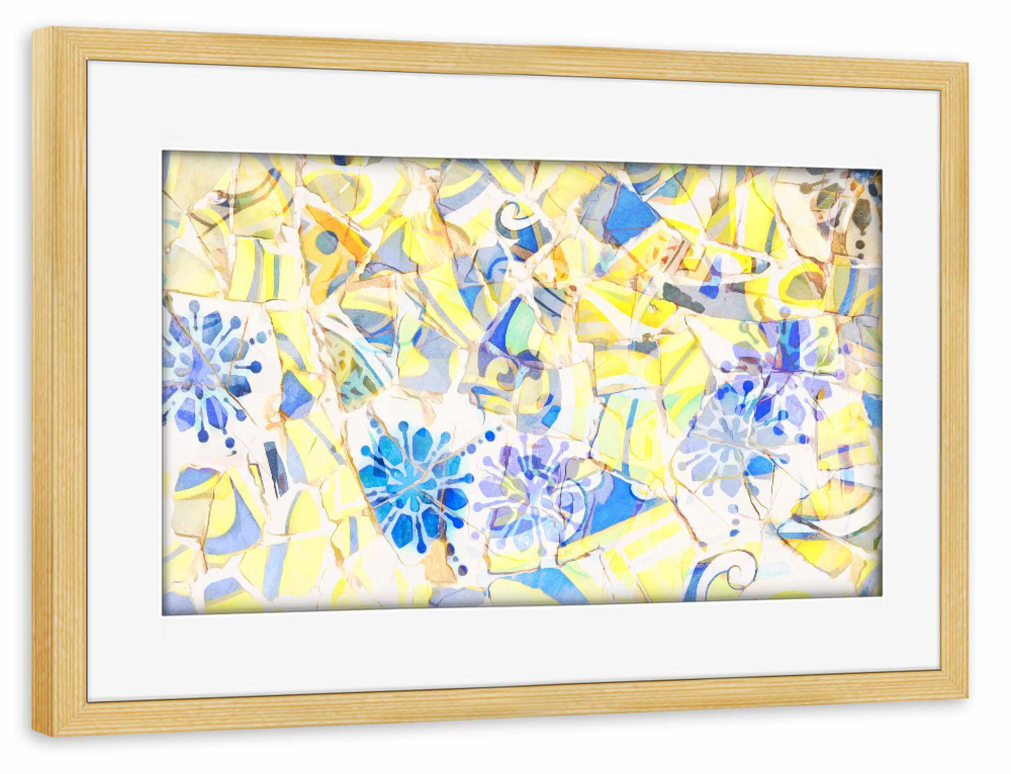 Poster mit Rahmen kiefer "Gelbes und blaues Mosaik" artboxONE - Abstrakt,Geometrie