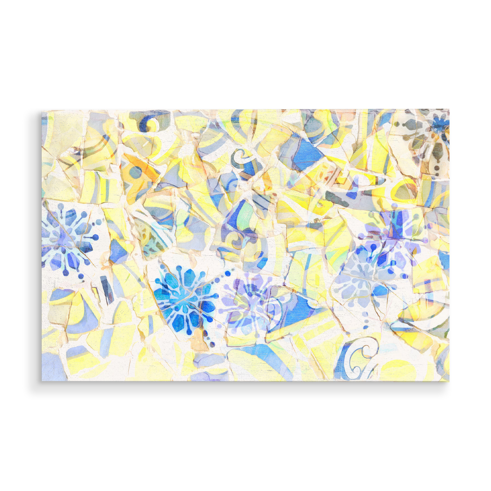 Holzbild "Gelbes und blaues Mosaik" artboxONE - Abstrakt,Geometrie