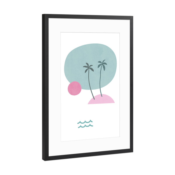 Poster mit Rahmen Schwarz (Metallic) "Simple Tropical Island Shapes" artboxONE - Natur,Abstrakt,Reise / Strand und Meer