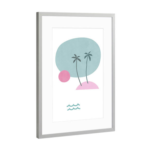 Poster mit Rahmen Silber "Simple Tropical Island Shapes" artboxONE - Natur,Abstrakt,Reise / Strand und Meer