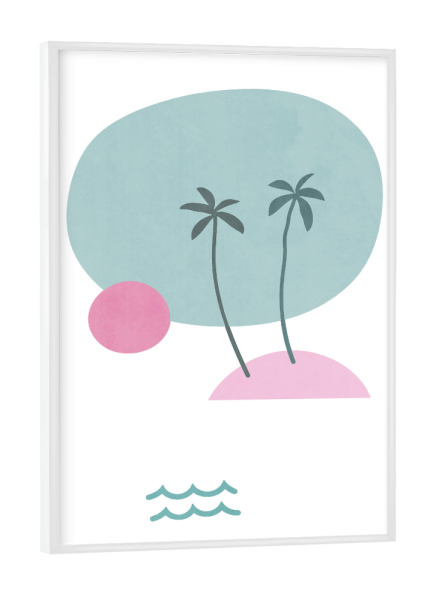 Poster mit weißem Rahmen "Simple Tropical Island Shapes" artboxONE - Natur,Abstrakt,Reise / Strand und Meer