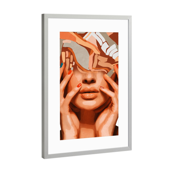 Poster mit Rahmen Silber "Geometric Woman Portrait" artboxONE - Abstrakt,Menschen,Geometrie