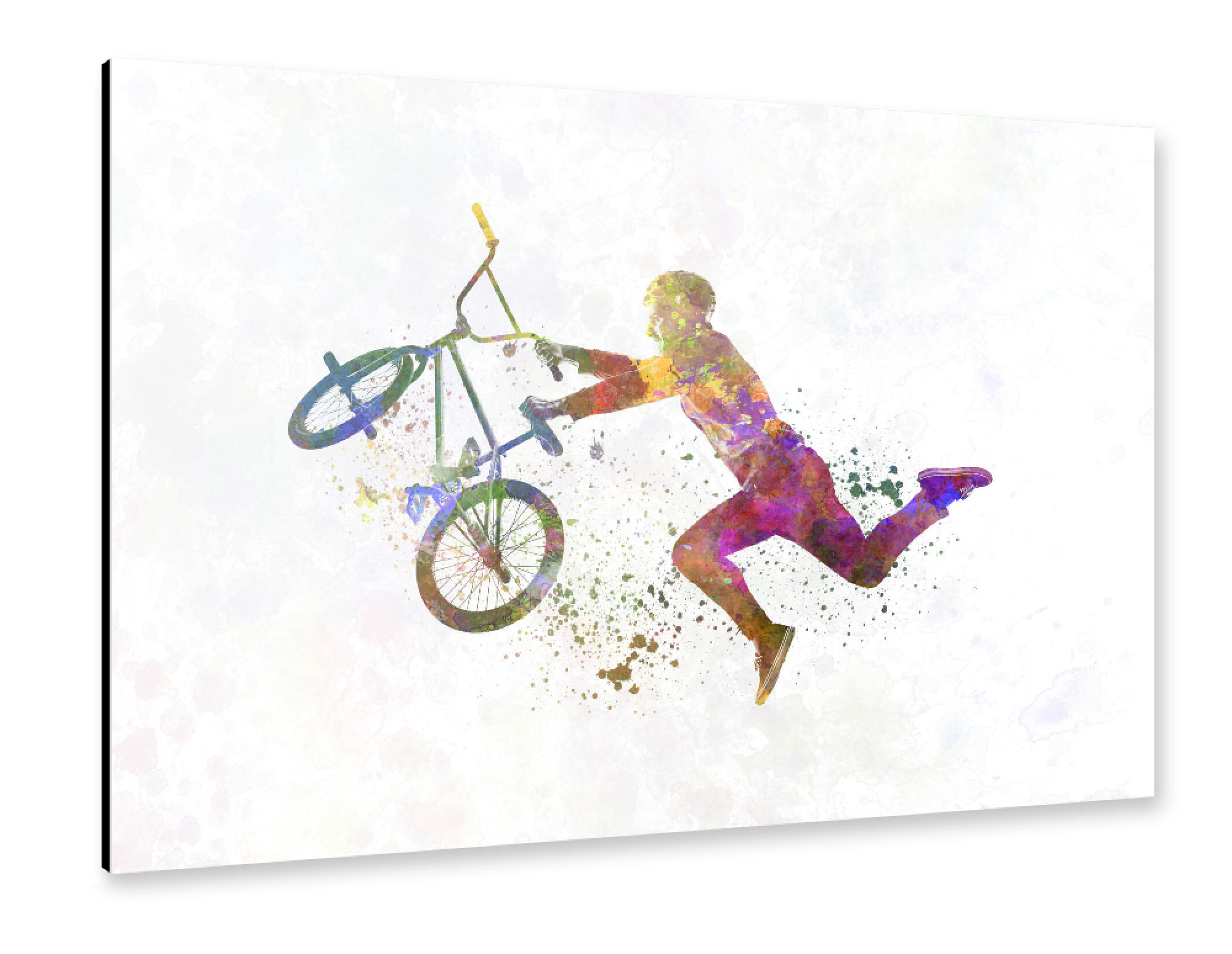 Alu-Dibond "Bmx cyclist in watercolor" 75x50 cm artboxONE