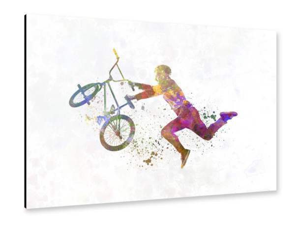 Alu-Dibond "Bmx cyclist in watercolor" 30x20 cm artboxONE