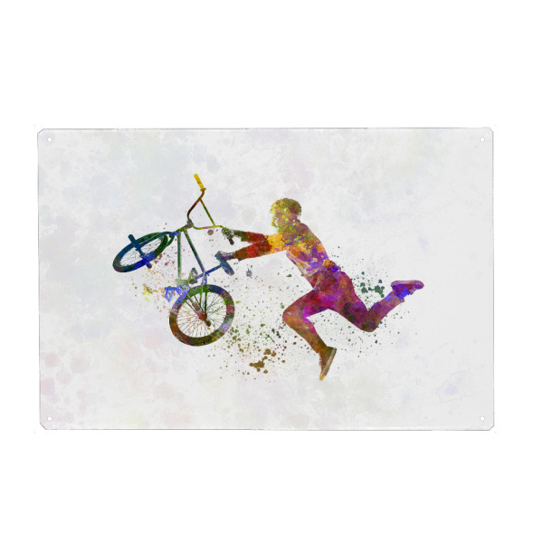 Holzbild "Bmx cyclist in watercolor" artboxONE - Abstrakt,Sport