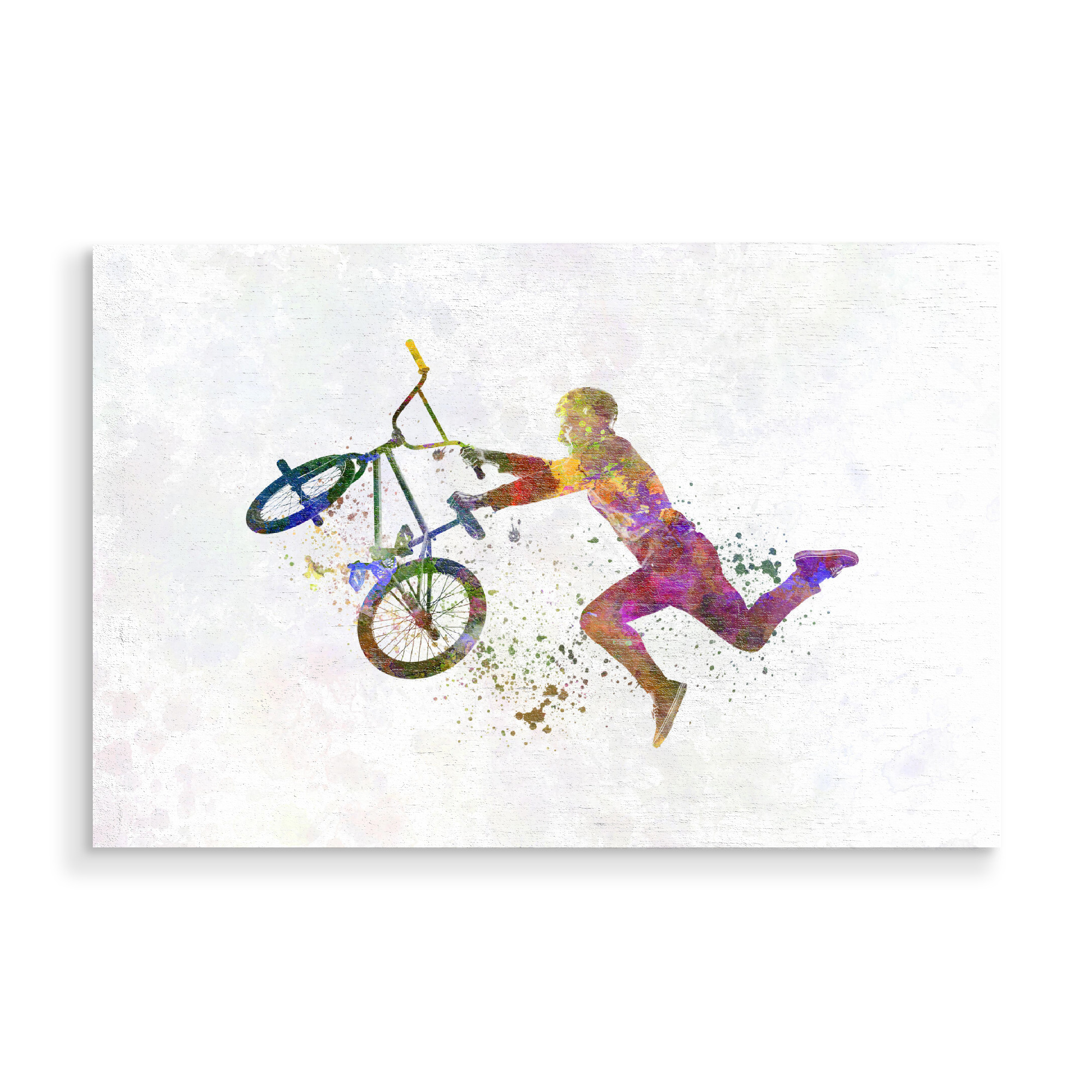 Holzbild "Bmx cyclist in watercolor" artboxONE - Abstrakt,Sport