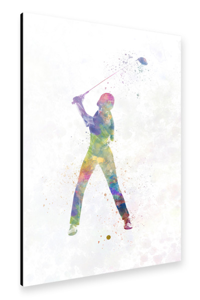 Alu-Dibond "Female golf player-e" 30x20 cm artboxONE