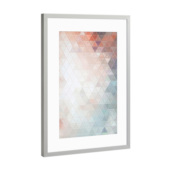 Poster mit Rahmen Silber "Mosaic pastel white blue pink" artboxONE - Abstrakt,Geometrie