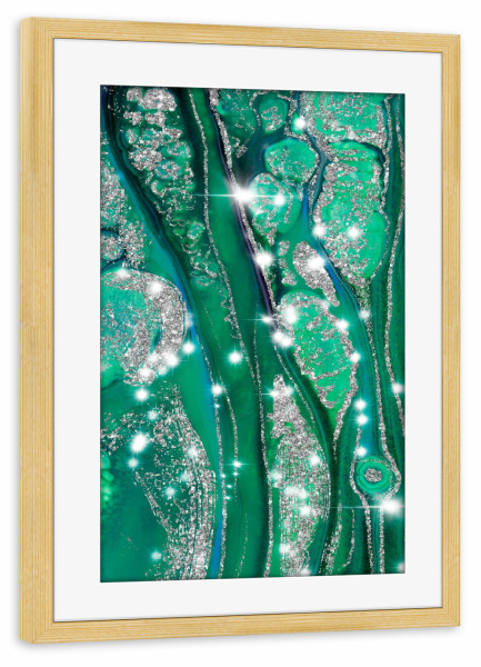 Poster mit Rahmen kiefer "Green Marble Pattern" artboxONE - Abstrakt,Fashion,Marmor,Festivals