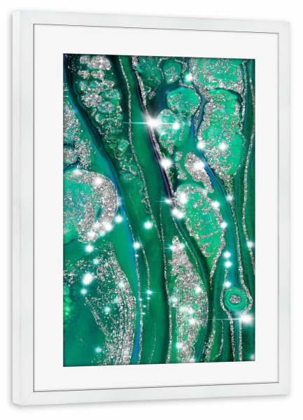 Poster mit Rahmen weiß "Green Marble Pattern" artboxONE - Abstrakt,Fashion,Marmor,Festivals