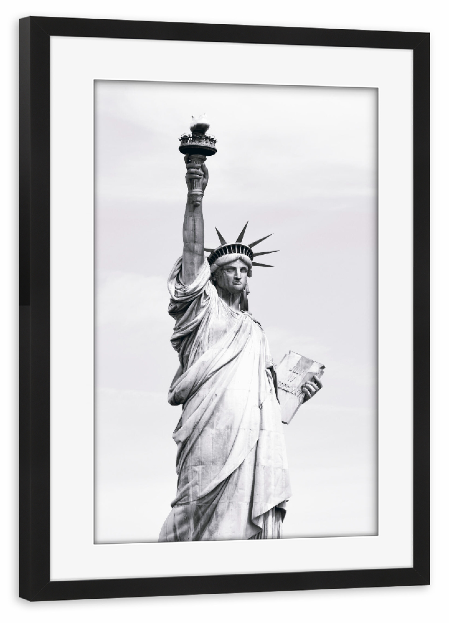 Poster mit Rahmen schwarz "Welcome to Freedom" artboxONE - Städte / New York,Reise,Schwarzweiß,Reise / Länder