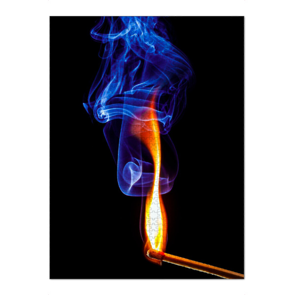 Puzzle Ravensburger "Der Blaue Rauch" artboxONE - Natur - Flamme,Rauch,Streichholz,Feuer,Qualm,Anzünden,Zündholz,Blau,Blauer dunst - Bild flamme