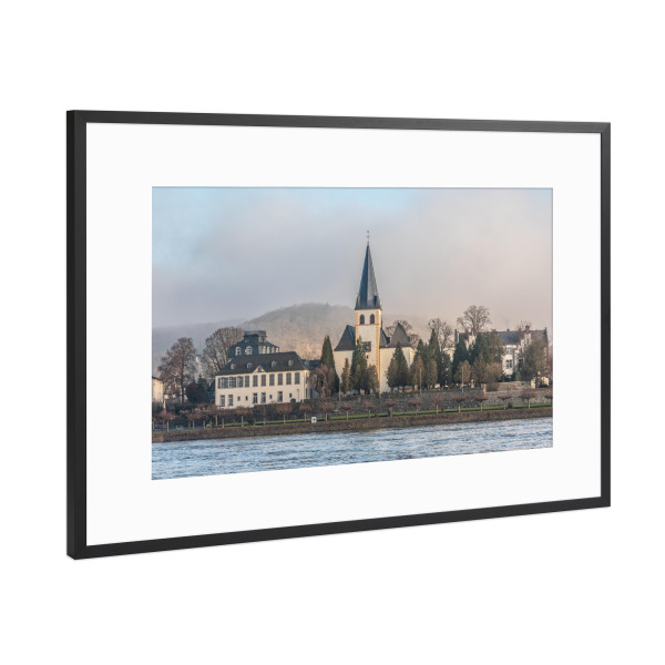 Poster mit Rahmen Schwarz (Metallic) "Unkel" artboxONE - Städte,Reise