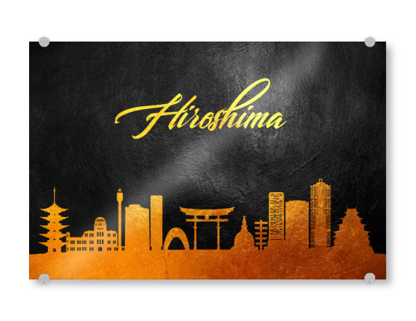 Acrylglasbild "Hiroshima Japan Gold Skyline" artboxONE - Städte - Hiroshima,Gold,Japan,Skyline,City,Stadt