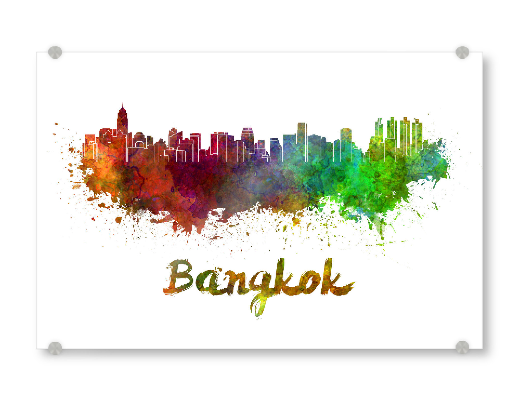 Acrylglasbild "BANGKOK skyline in watercolor-b" artboxONE - Städte,Reise,Abstrakt,Architektur