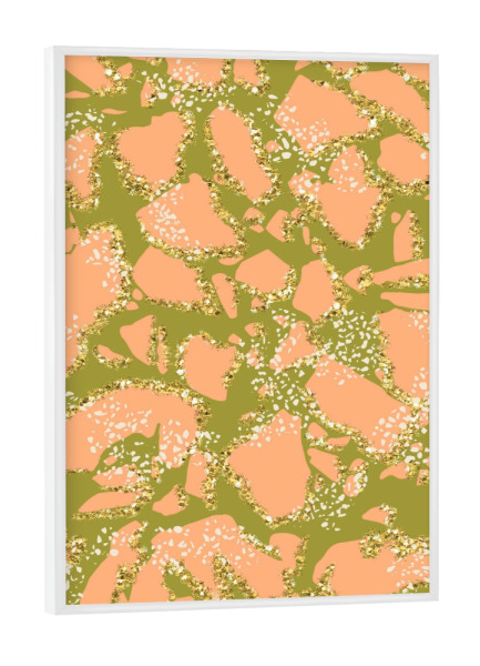 Poster mit weißem Rahmen "Pink And Green Terrazzo Pattern" artboxONE - Abstrakt,Geometrie,Fashion,Marmor,Festivals