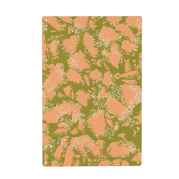 Metall Poster "Pink And Green Terrazzo Pattern" artboxONE - Abstrakt,Geometrie,Fashion,Marmor,Festivals