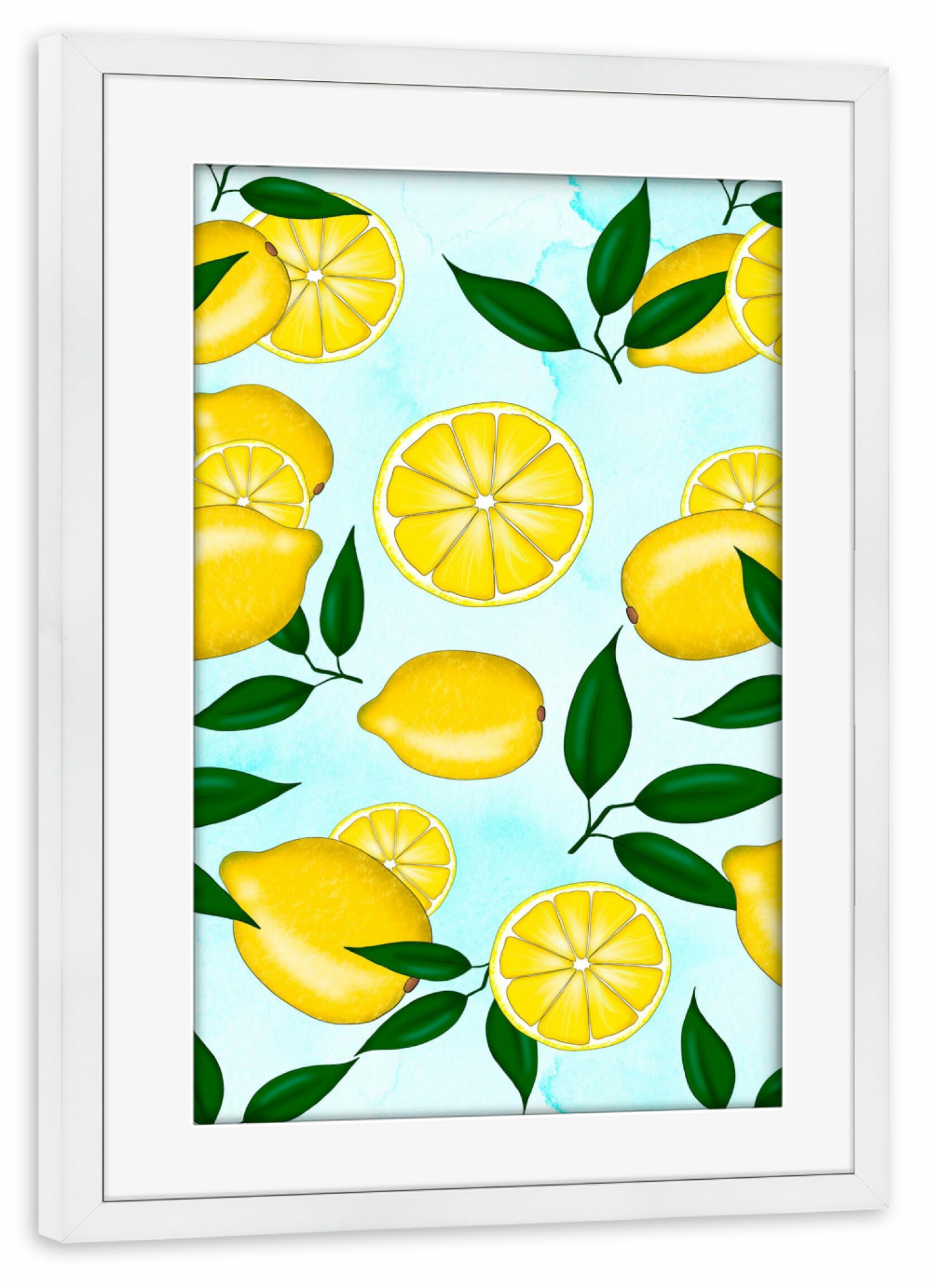 Poster mit Rahmen weiß "Lemon Pattern" artboxONE - Natur,Essen & Trinken,Essen & Trinken / Obst & Gemüse