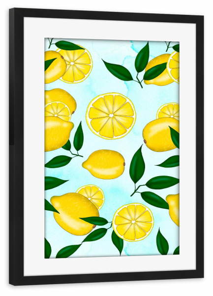 Poster mit Rahmen schwarz "Lemon Pattern" artboxONE - Natur,Essen & Trinken,Essen & Trinken / Obst & Gemüse