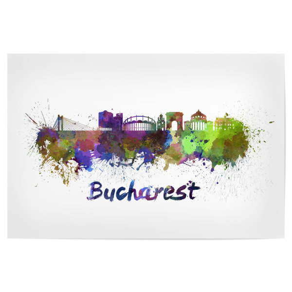 Poster "BUCHAREST skyline in watercolor-b" artboxONE - Städte,Reise,Abstrakt,Architektur