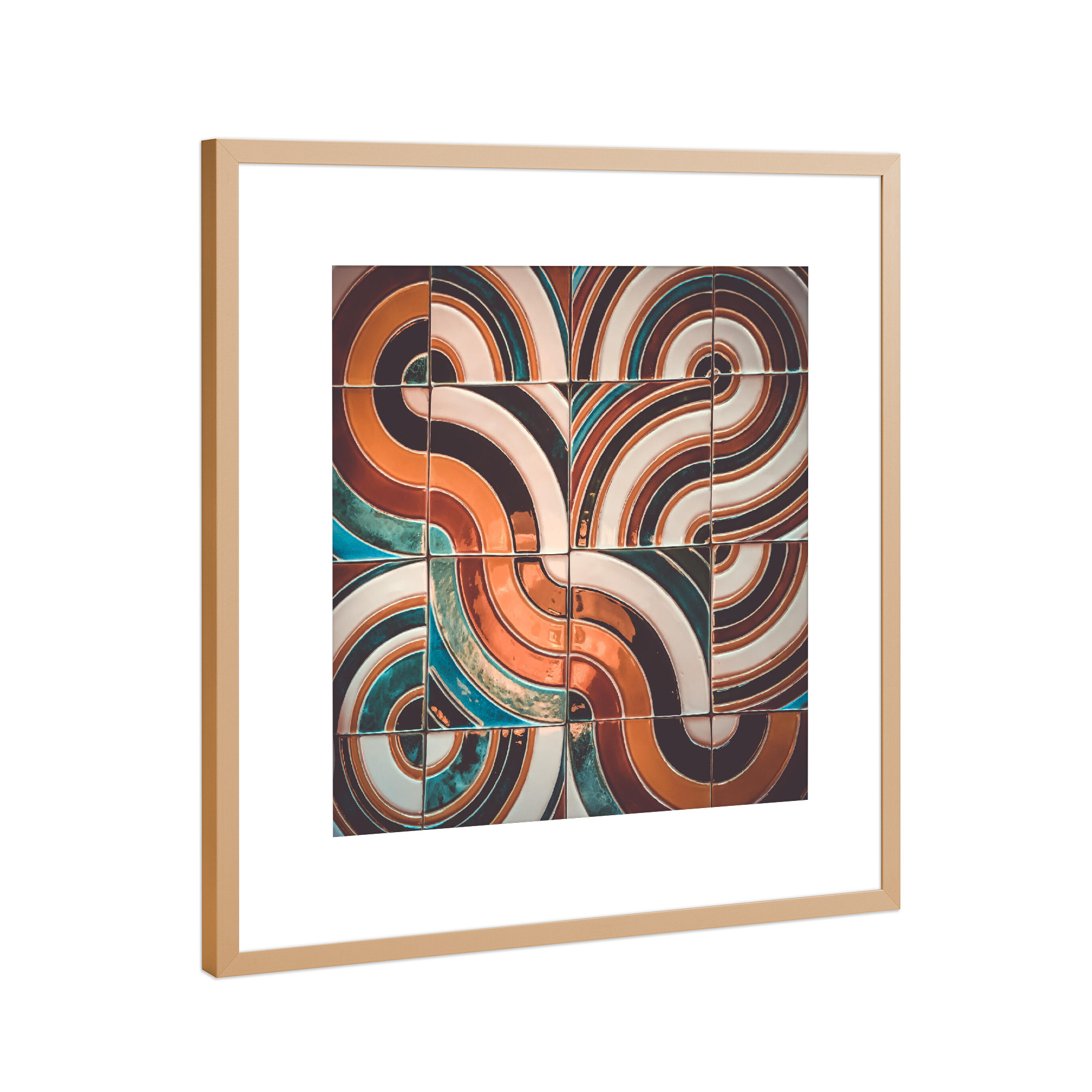 Poster mit Rahmen Kupfer "Colourful Moroccan Tiles" artboxONE - Abstrakt,Geometrie