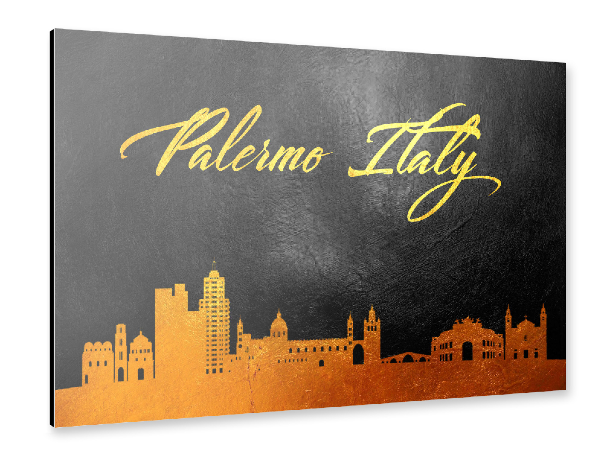 Alu-Dibond "Palermo Italy Gold Skyline" 30x20 cm artboxONE