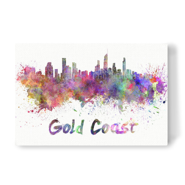 Leinwandbild "GOLD COAST skyline in watercolor-b" artboxONE - Städte,Abstrakt,Architektur