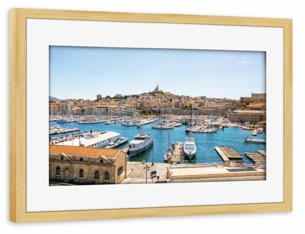 Poster mit Rahmen kiefer "Marseille Harbor" artboxONE - Städte,Reise,Architektur,Reise / Länder,Städte / Weitere