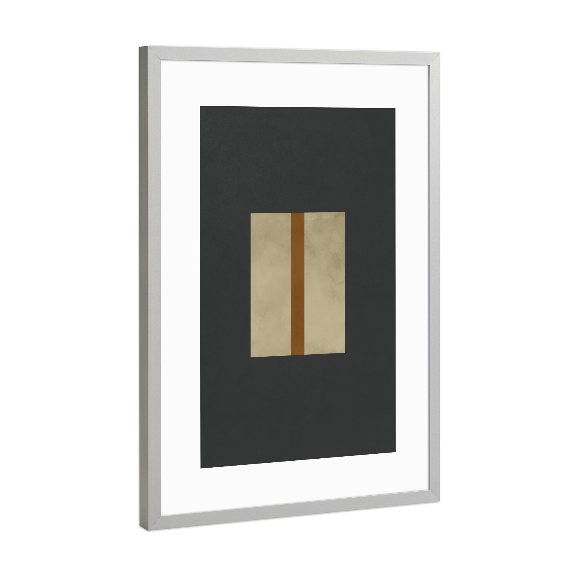 Poster mit Rahmen Silber "Brown Beige Line" artboxONE - Abstrakt,Geometrie