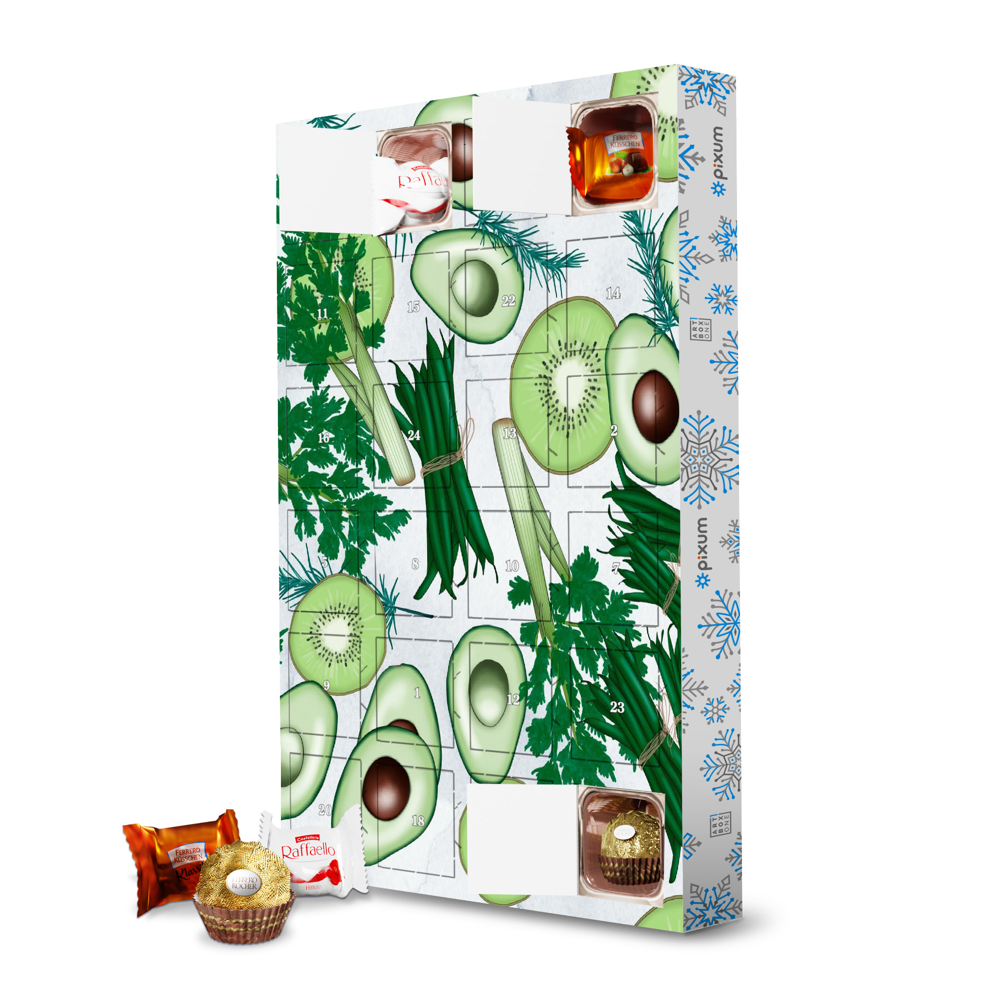 Adventskalender mit Ferrero Pralinen Vegetable Pattern artboxONE Adventskalender Natur