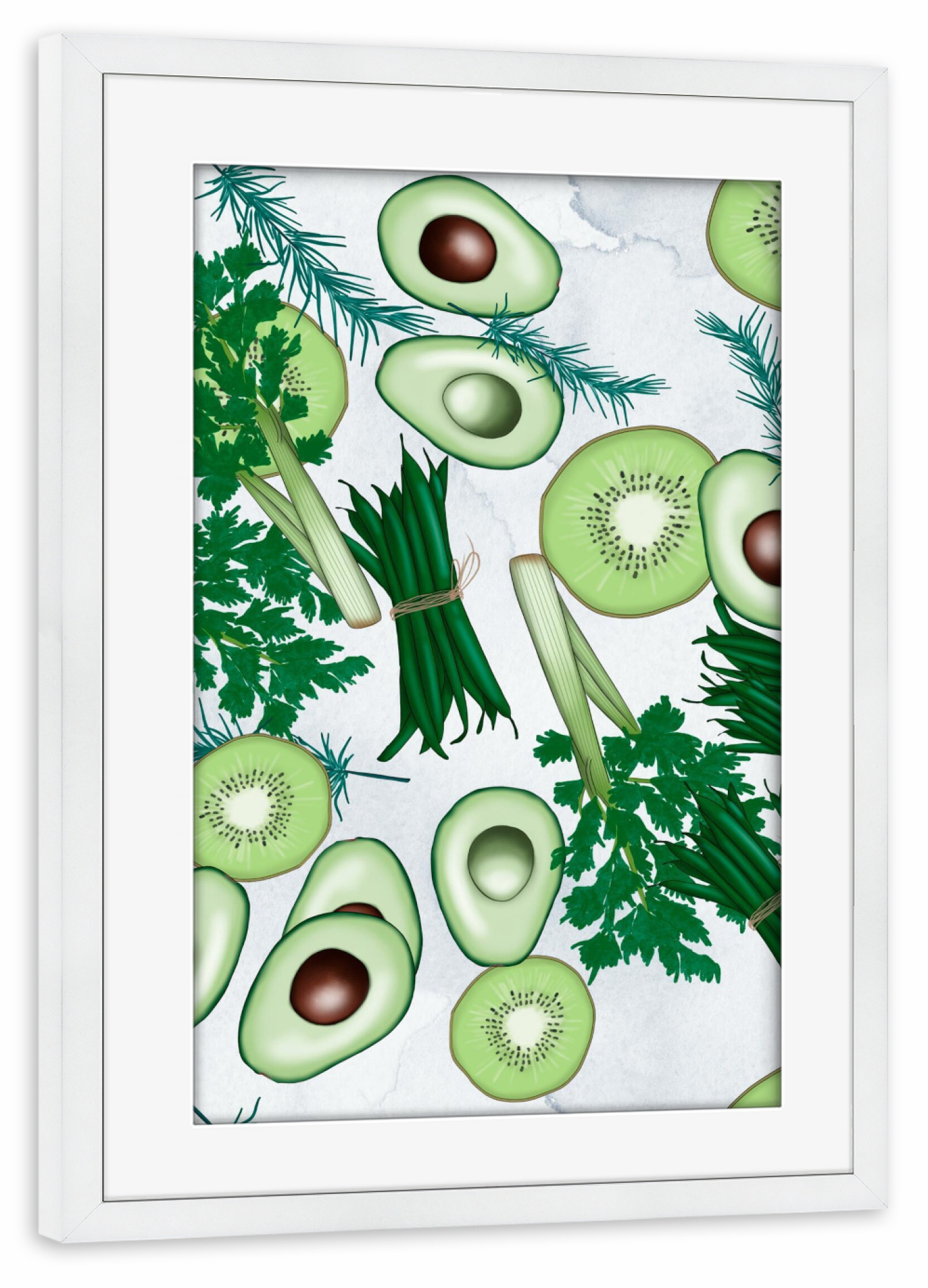 Poster mit Rahmen weiß "Vegetable Pattern" artboxONE - Natur,Essen & Trinken,Essen & Trinken / Obst & Gemüse,Lustig