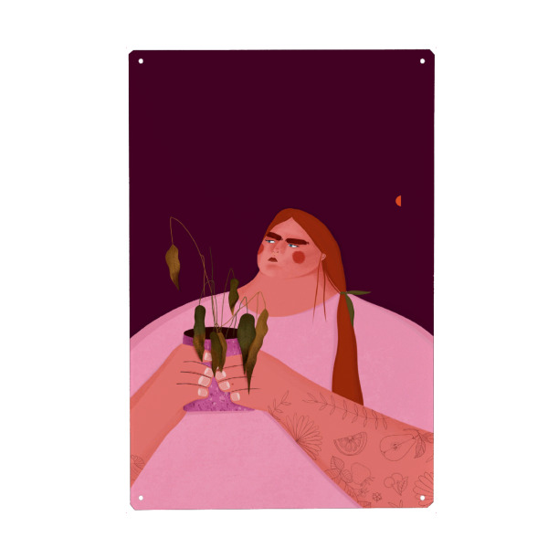 Metall Poster "Oh. Ofi - Grüner Daumen" artboxONE - Natur,Floral,Menschen - Blume,Floral,Frau,Mensch,Portrait,Pflanze,Natur,Woman,Female