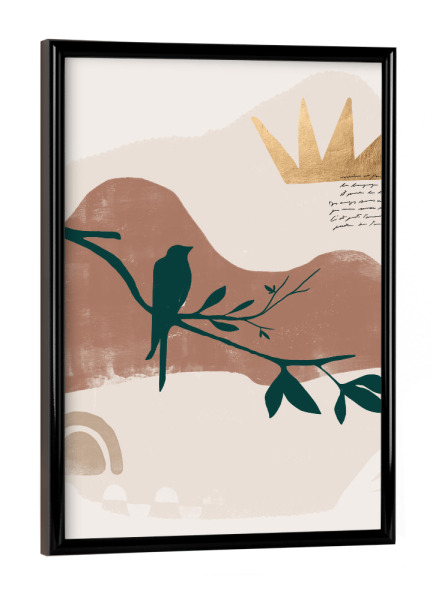 Poster mit schwarzem Rahmen "Minimal Leaf Mountain" artboxONE - Tiere,Abstrakt,Geometrie