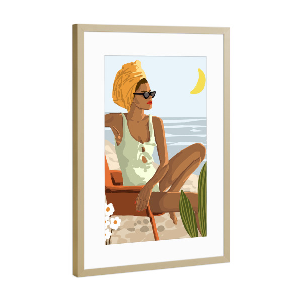 Poster mit Rahmen Gold "Moon Child" artboxONE - Natur,Menschen