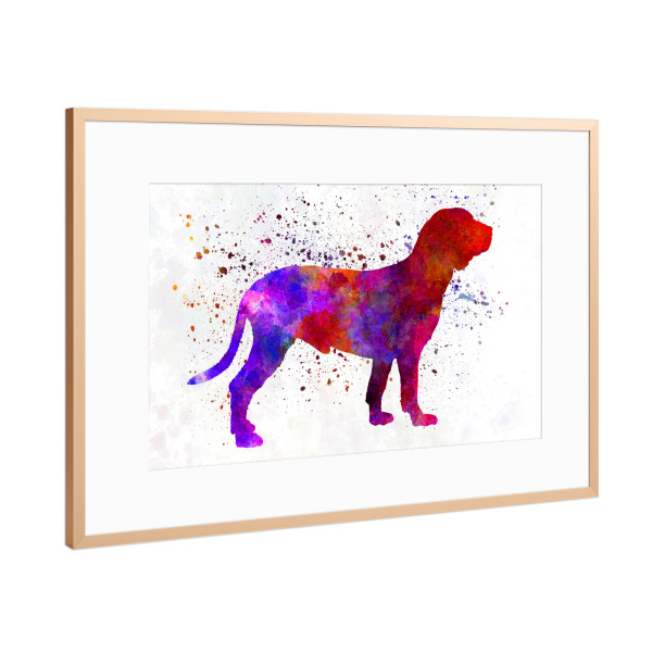 Poster mit Rahmen Kupfer "Spanish Hound in watercolor" artboxONE - Tiere,Abstrakt - Dog,Pet,Animal,Mammal,Watercolor,Abstract,Hund,Bunt,Colorful