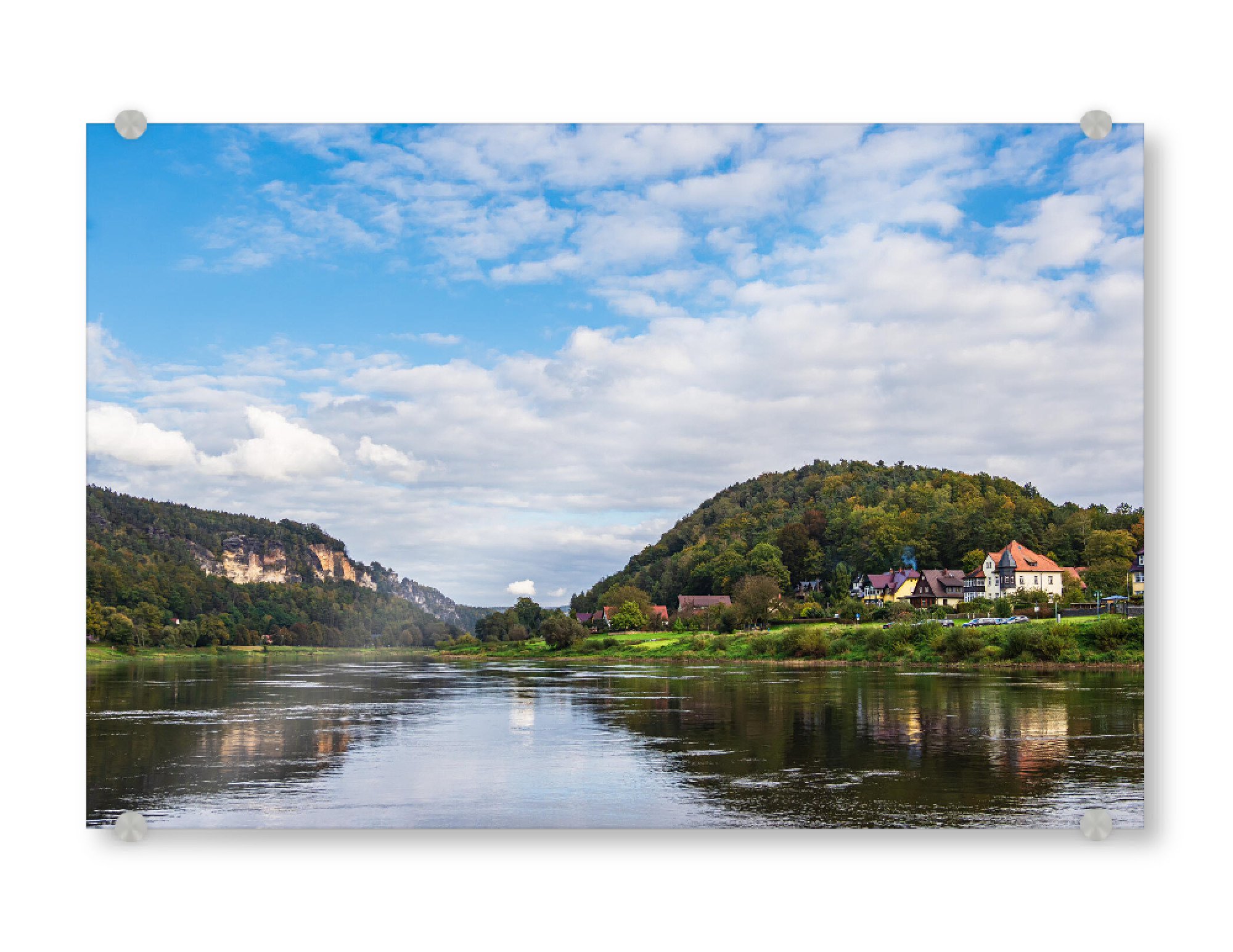 Acrylglasbild "Elbe, Berge und Wolken" artboxONE - Natur,Reise
