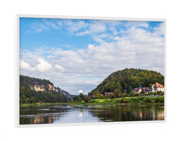 Poster mit weißem Rahmen "Elbe, Berge und Wolken" artboxONE - Natur,Reise