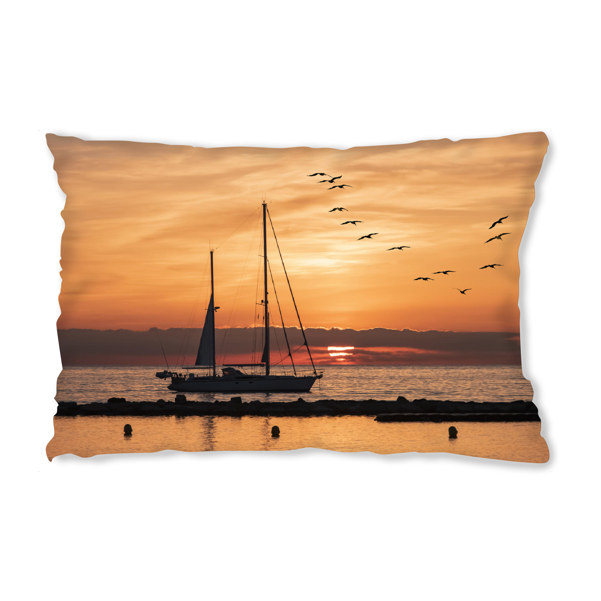 Design-Kissen "French Riviera Sunrise" artboxONE - Natur,Reise,Reise / Strand und Meer,Reise / Länder